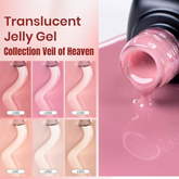 Esmalte de uñas marca  Beetles, efecto Jelly. Colección Veil of Heaven 6 colores de primavera: tonos rosa, nude y neutro, Esmaltes en gel UV LED de gel translúcido.